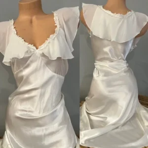 White Satin Night Gown Victorian Lingerie Size 1X Chemise